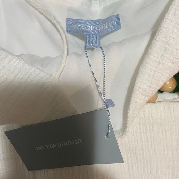 Antonio Melani Eos Crinkle Gauze Cut Out Beaded Square Neck Dress, Sz 4 -- NWT - Picture 2 of 13